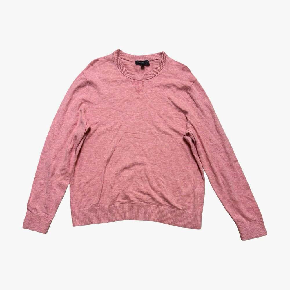 Pink Solid Knit Crewneck Pullover Sweater Long Sleeve Womens Casual